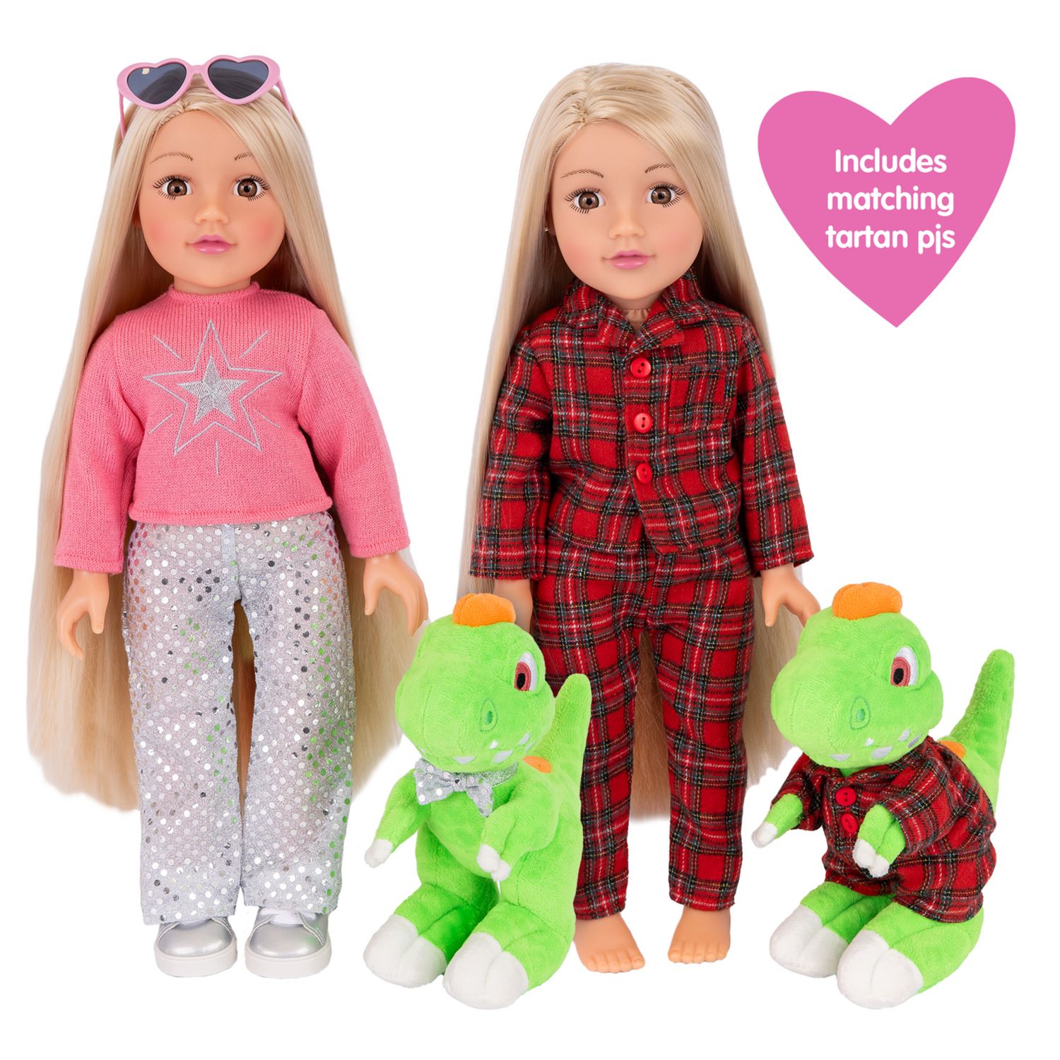 DesignAfriend Connie and Trevor 18 inch doll and dinosaur gift set - British product