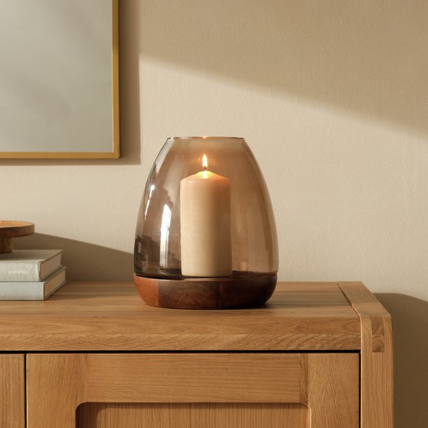 Habitat hurricane candle holder brown 22cm, imported from the UK