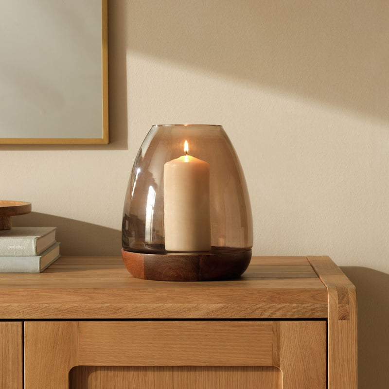 Habitat hurricane candle holder brown 22cm, imported from the UK