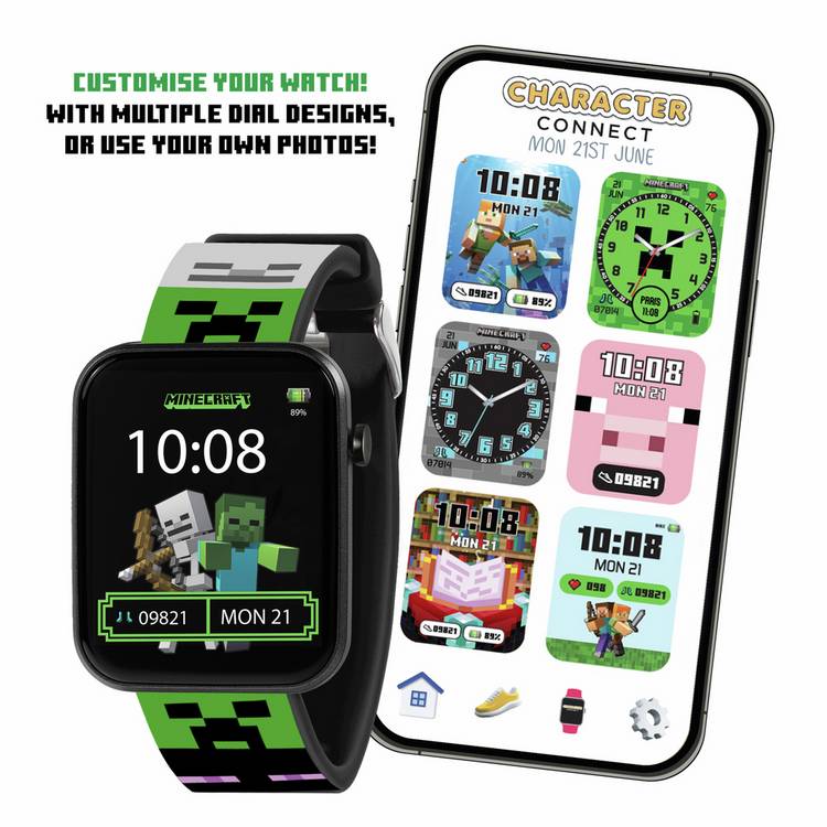 Minecraft kids smart watch green Creeper design (British brand)