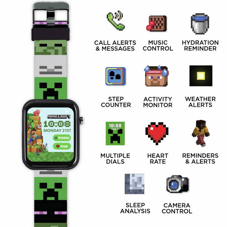 Minecraft kids smart watch green Creeper design (British brand)