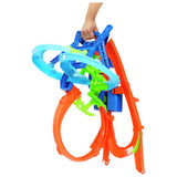 Hot Wheels stunt track playset with motorised booster and toy car (British brand)