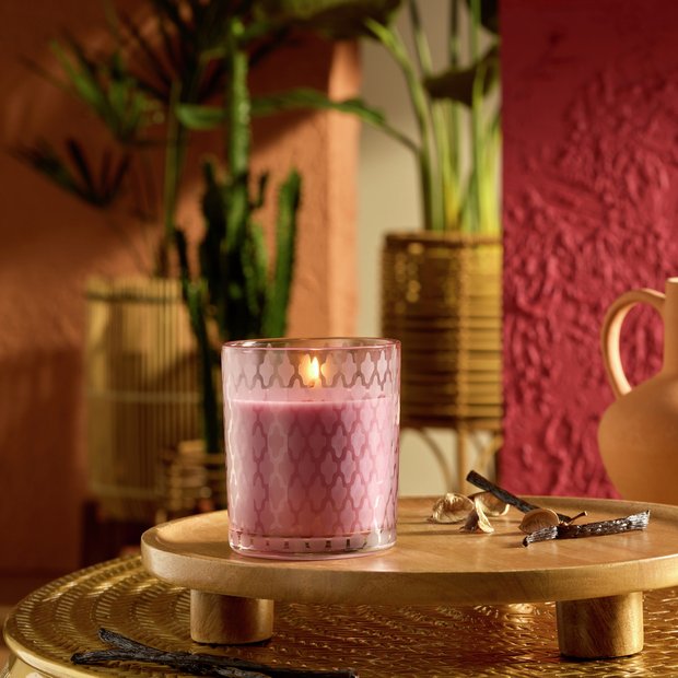 Habitat Marrakesh scented candle with pink glass lid, UK version