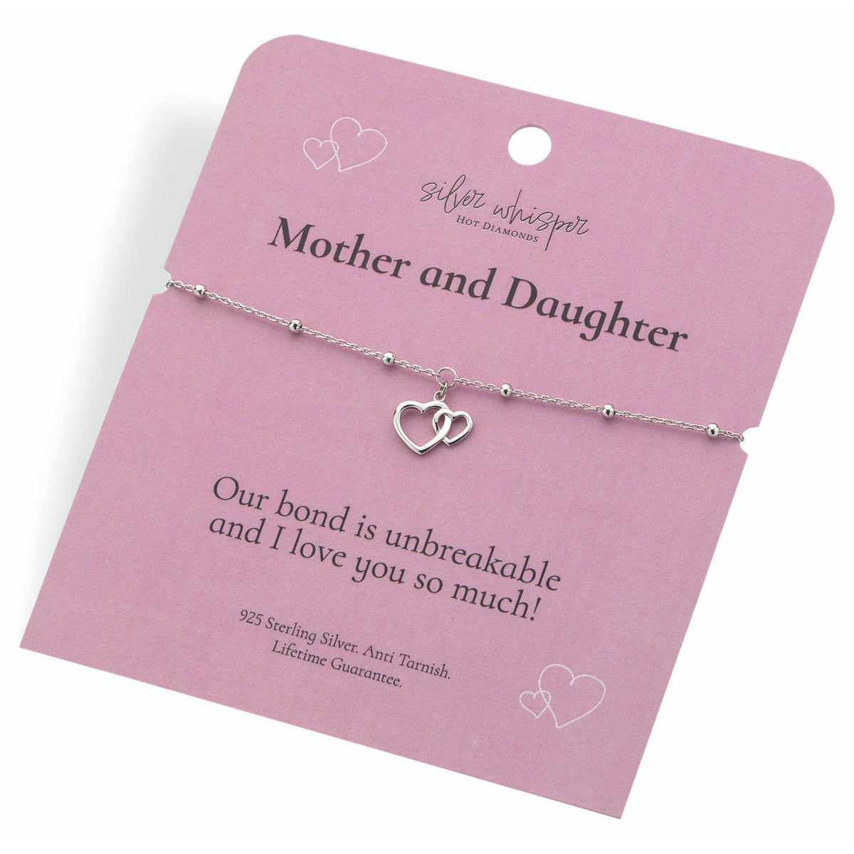 Hot Diamonds sterling silver mother daughter bracelet 20cm (British brand)