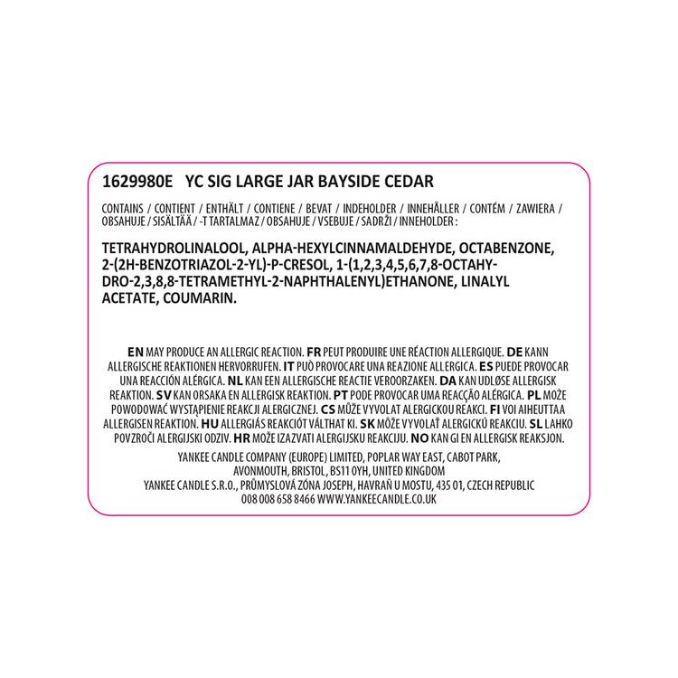 Yankee Bayside Cedar large scented candle 15cm - British product