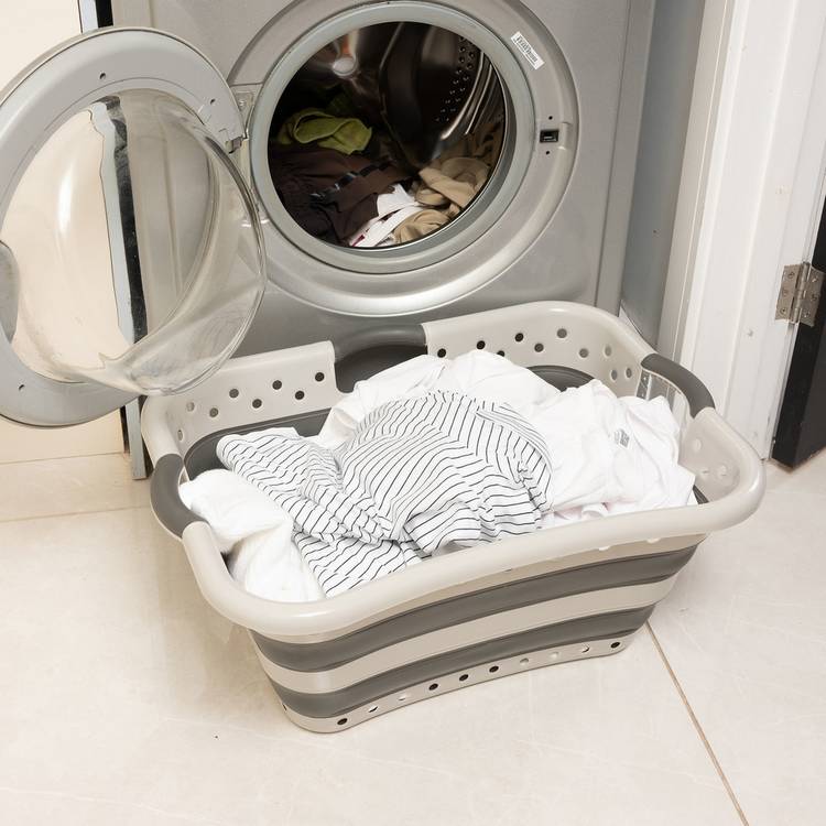 Addis collapsible hip hugger laundry basket 45l grey, UK version