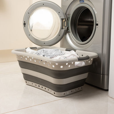 Argos Addis Collapsible Hip Hugger Laundry Basket Grey 45 Litre- Buy online at McGrocer