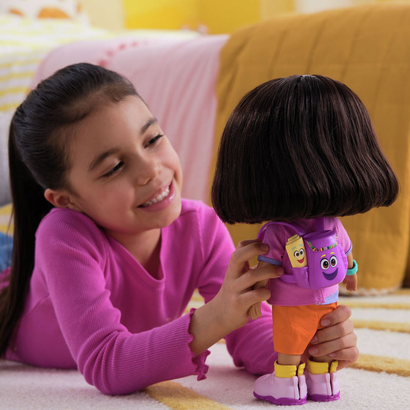 Dora 12-inch Sing & Explore doll with backpack (British brand)