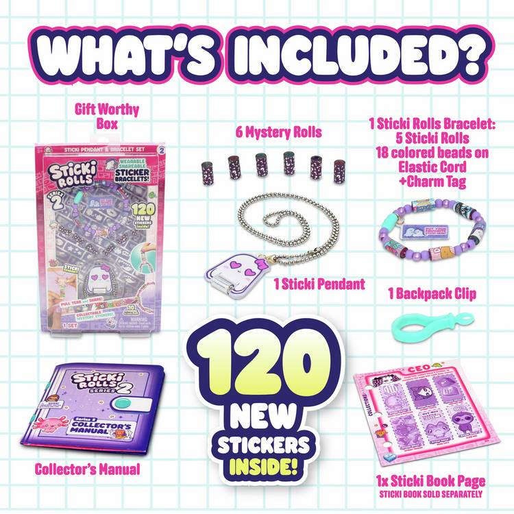 Sticki Rolls Sticki Pendant activity pack with bracelet and stickers, UK version