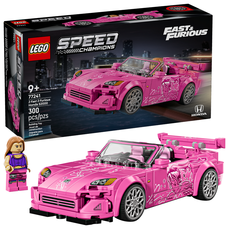 Lego Speed Champions Honda S2000 2 Fast 2 Furious pink car 300 pcs, UK version