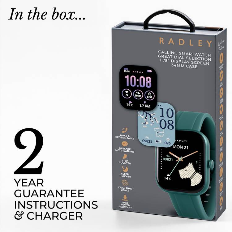 Radley smart watch Petite Case teal silicone strap, UK version