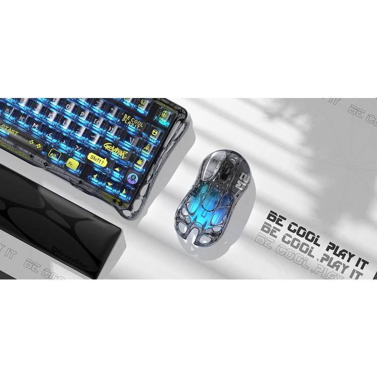 GravaStar Mercury M2 transparent black mouse - British product