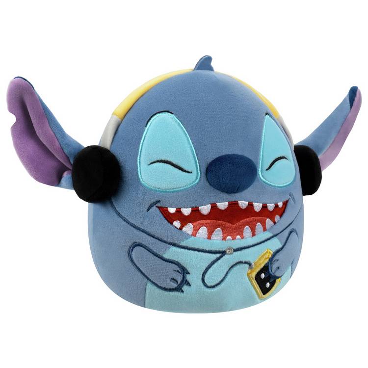Squishmallows plush toy Disney Stitch with Headphones 8-inch, imported from the UK