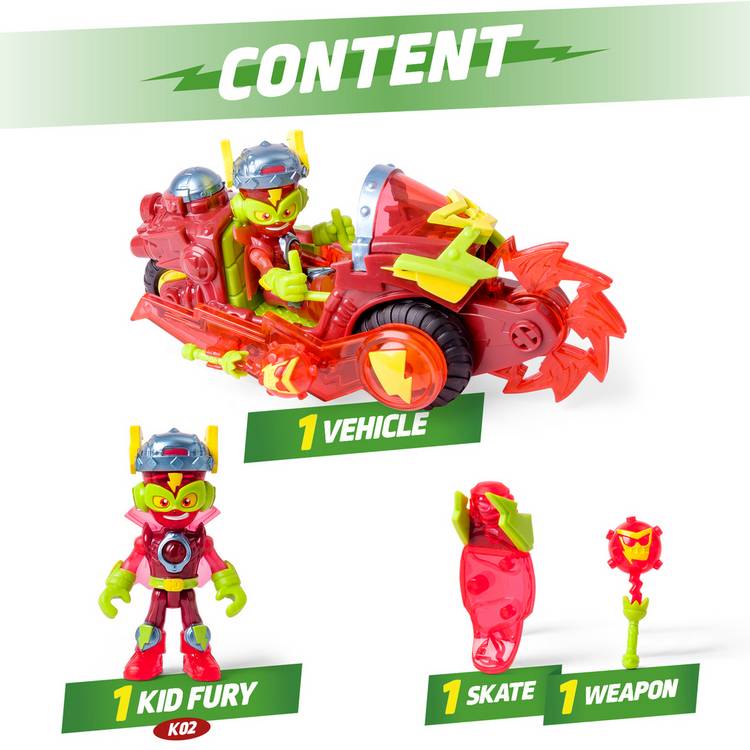 Superthings Fury Combat Vehicle with Kid Fury figure - British product