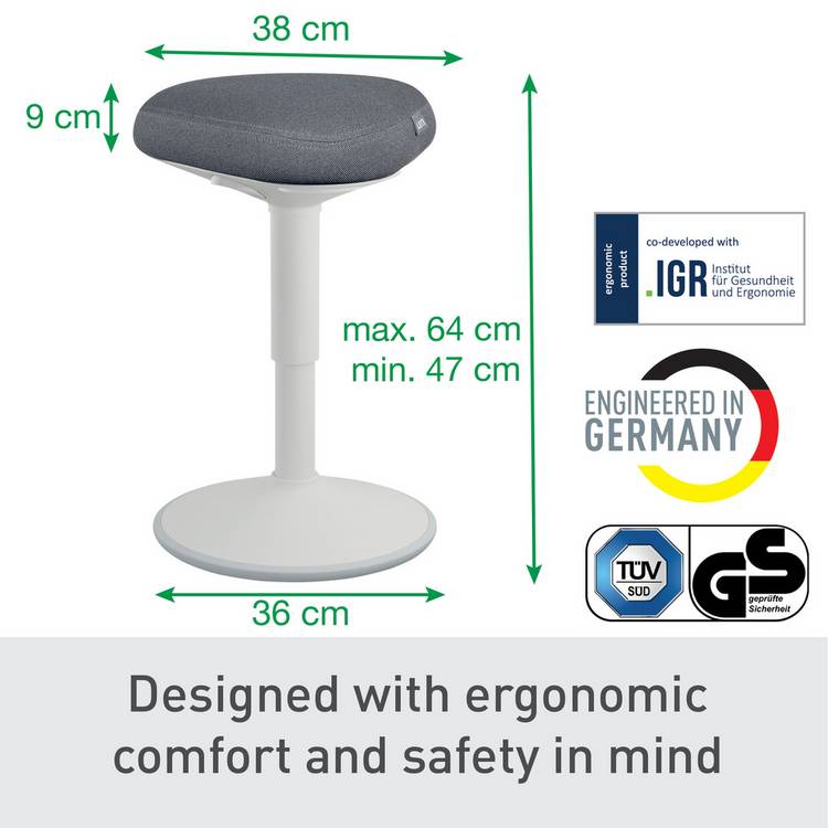 Leitz Ergo Cosy Active Sitting Stool light grey - British product