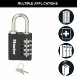 Master Lock combination padlock with override key, UK version