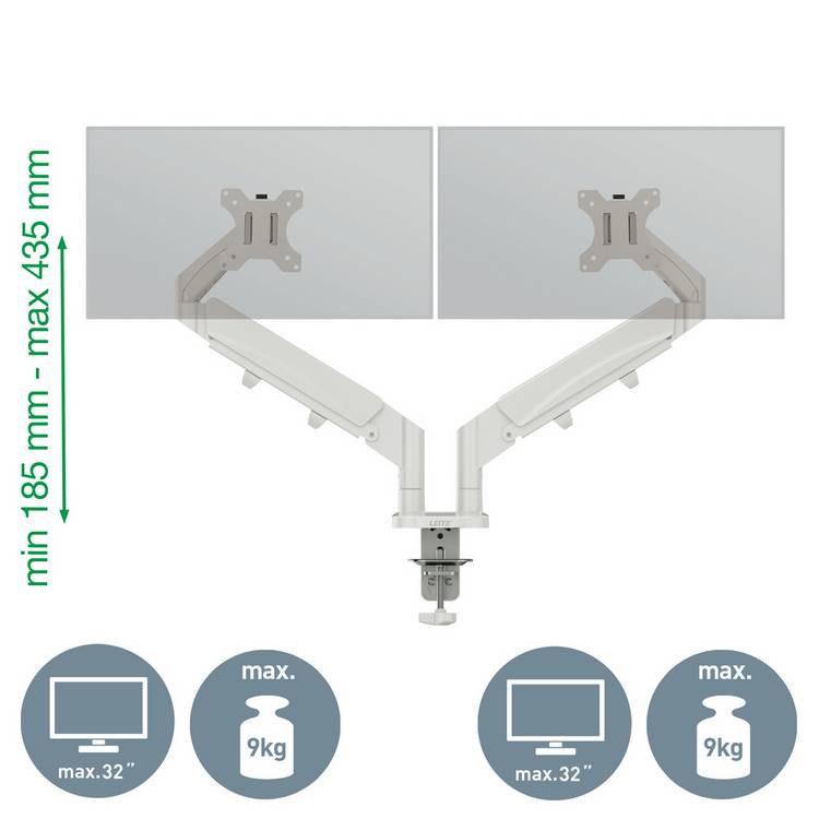 Leitz dual monitor arm light grey (British brand)