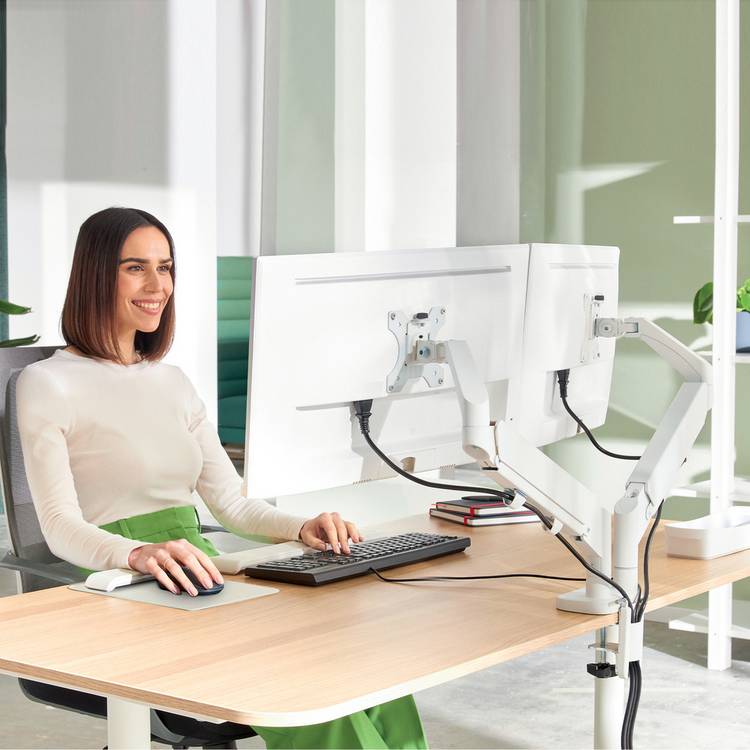 Leitz dual monitor arm light grey (British brand)