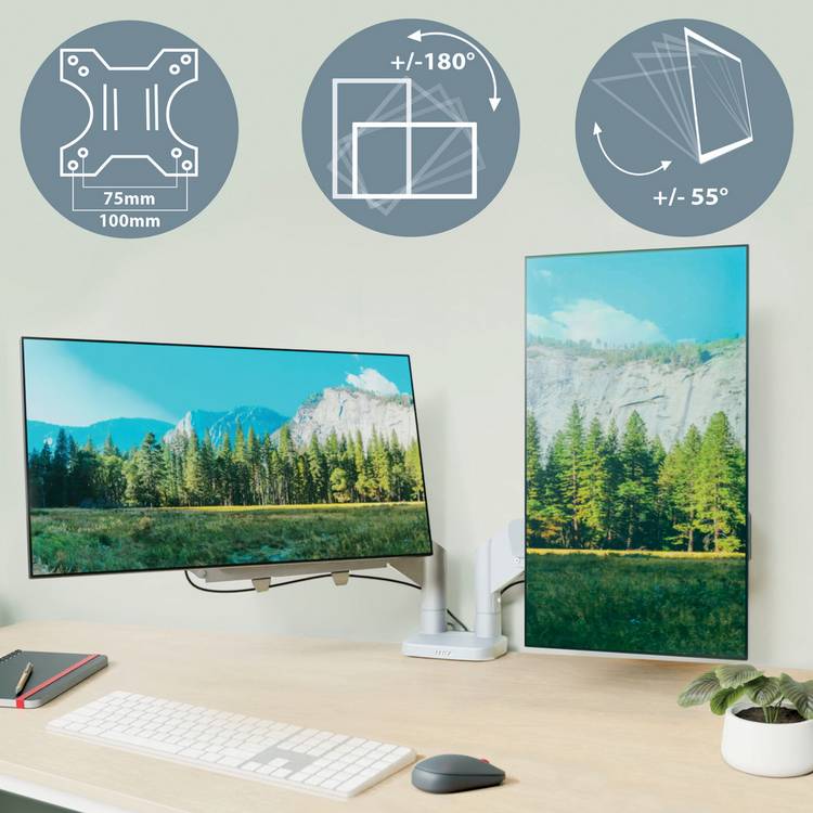 Leitz dual monitor arm light grey (British brand)