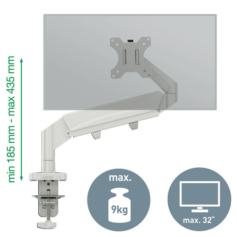 Leitz single monitor arm in light grey - British product