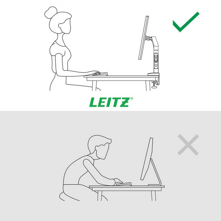 Leitz single monitor arm in light grey - British product