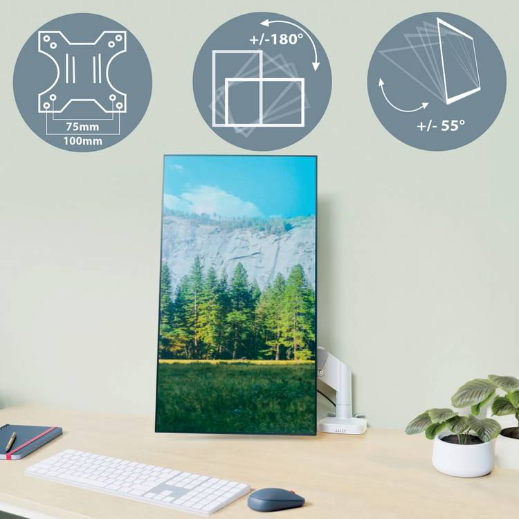 Leitz single monitor arm in light grey - British product