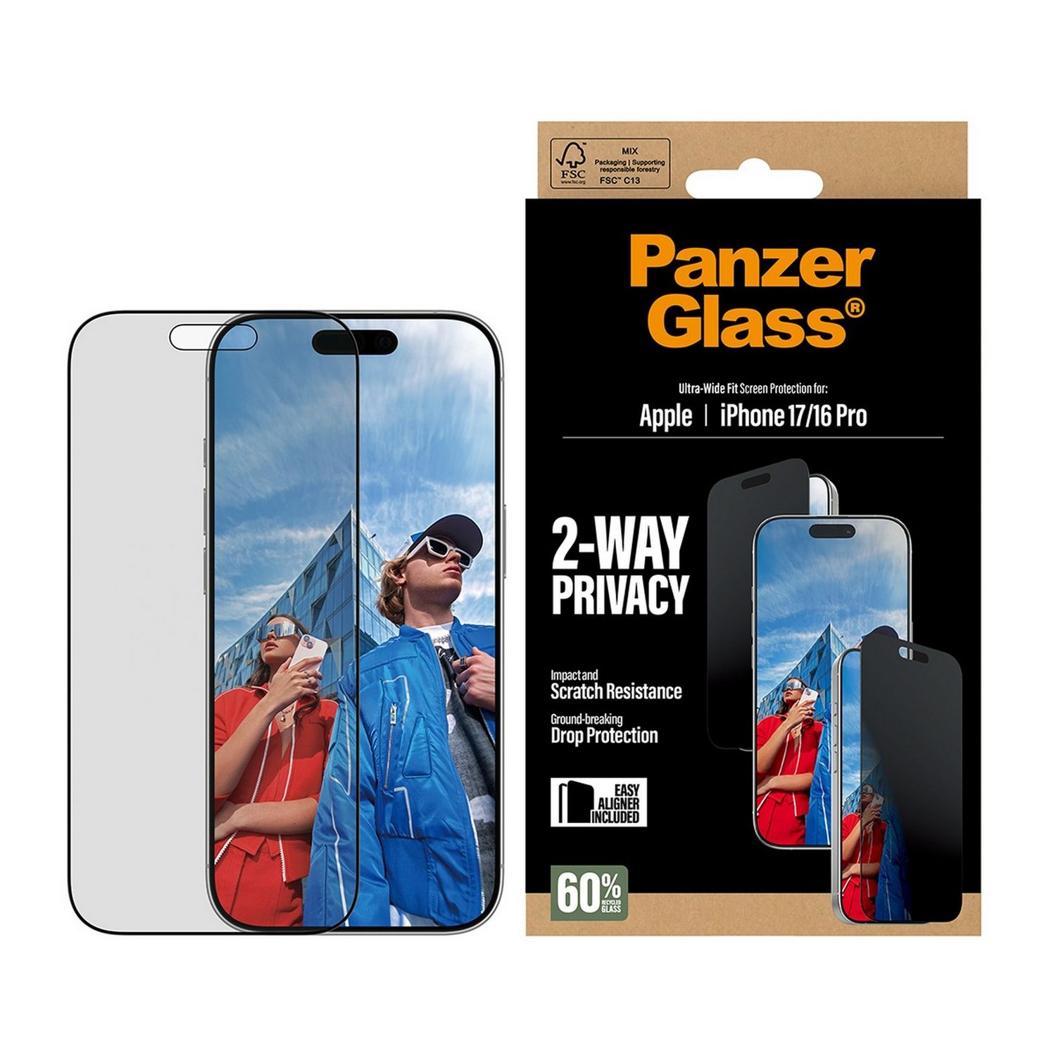PanzerGlass screen protector iPhone 17/16 Pro Ultra-Wide Fit, imported from the UK