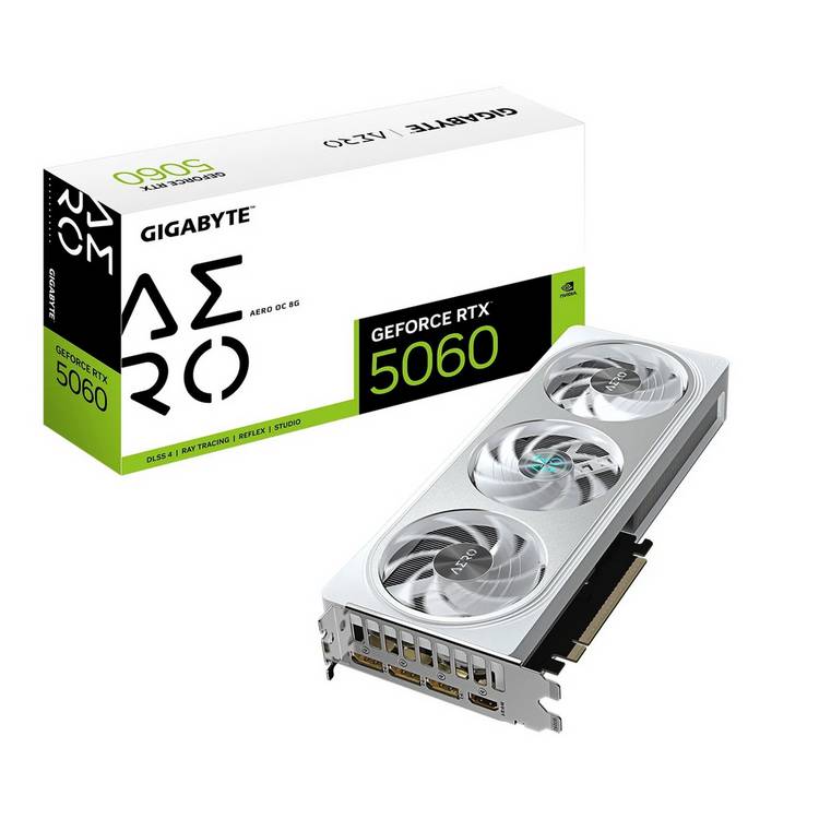 Gigabyte RTX 5060 Aero OC white 8GB graphics card - British product