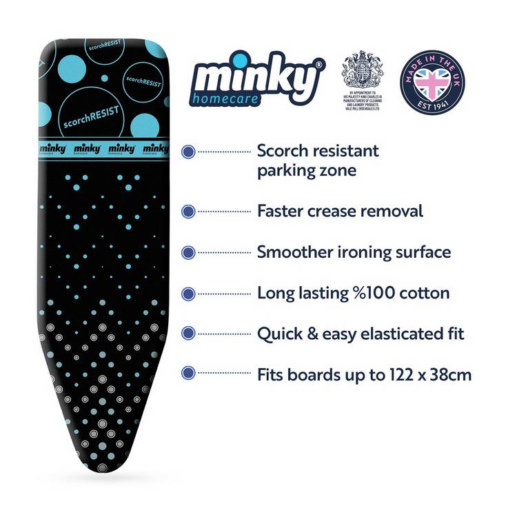 Minky scorch resist ironing board cover 122x38cm - British product