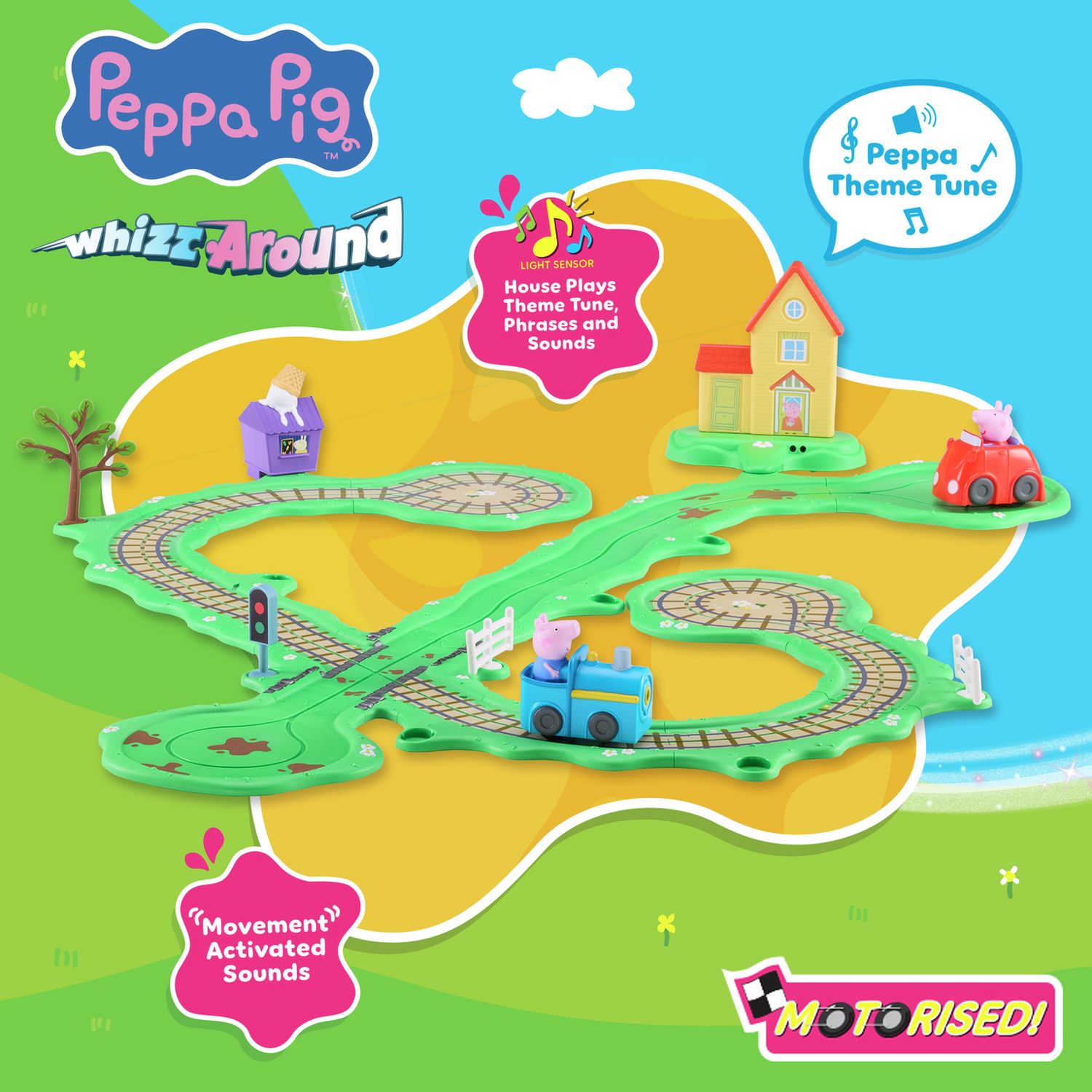 Peppa Pig Whizz Around Runabout Town playset, imported from the UK