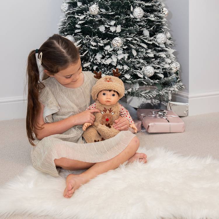 Tiny Treasures baby doll Christmas reindeer outfit 44cm, imported from the UK