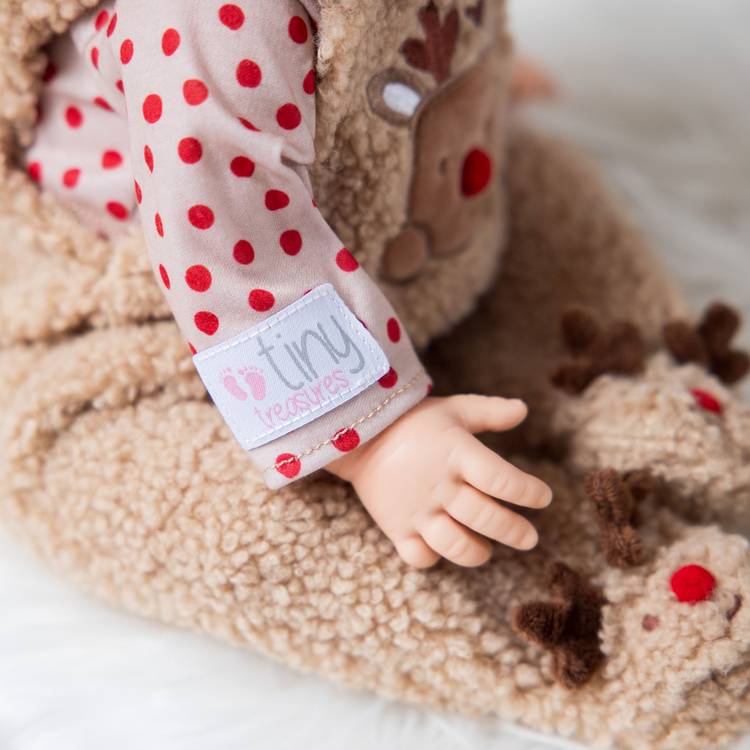 Tiny Treasures baby doll Christmas reindeer outfit 44cm, imported from the UK