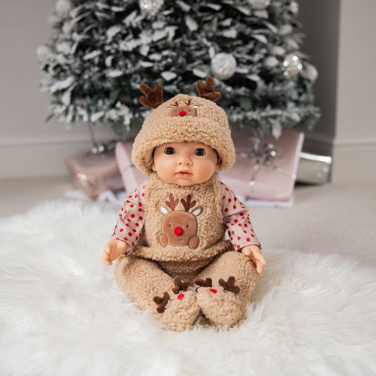 Tiny Treasures baby doll Christmas reindeer outfit 44cm, imported from the UK