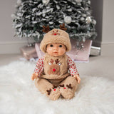 Tiny Treasures baby doll Christmas reindeer outfit 44cm, imported from the UK