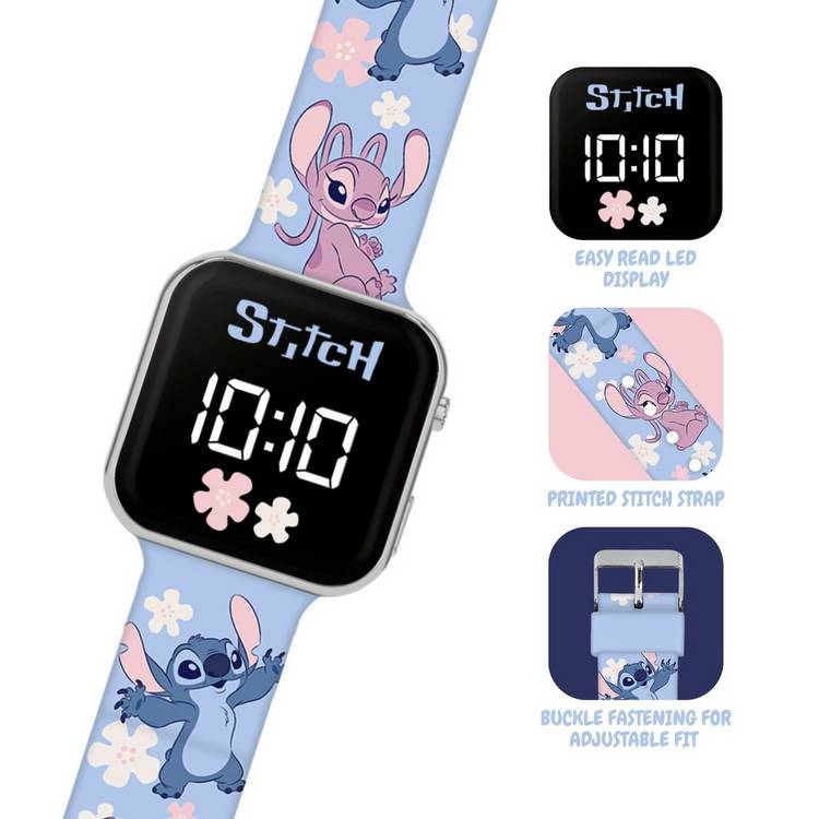 Disney Lilo and Stitch kids digital watch with purple strap, UK version