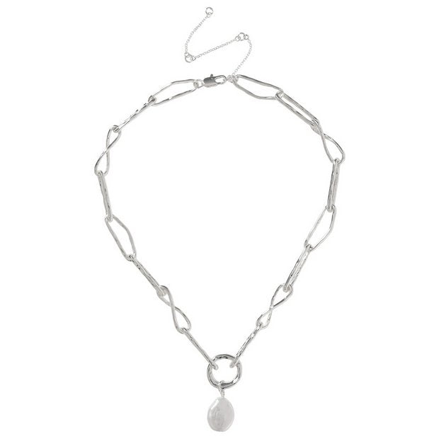 Liars & Lovers silver tone paperclip chain pendant necklace (British brand)