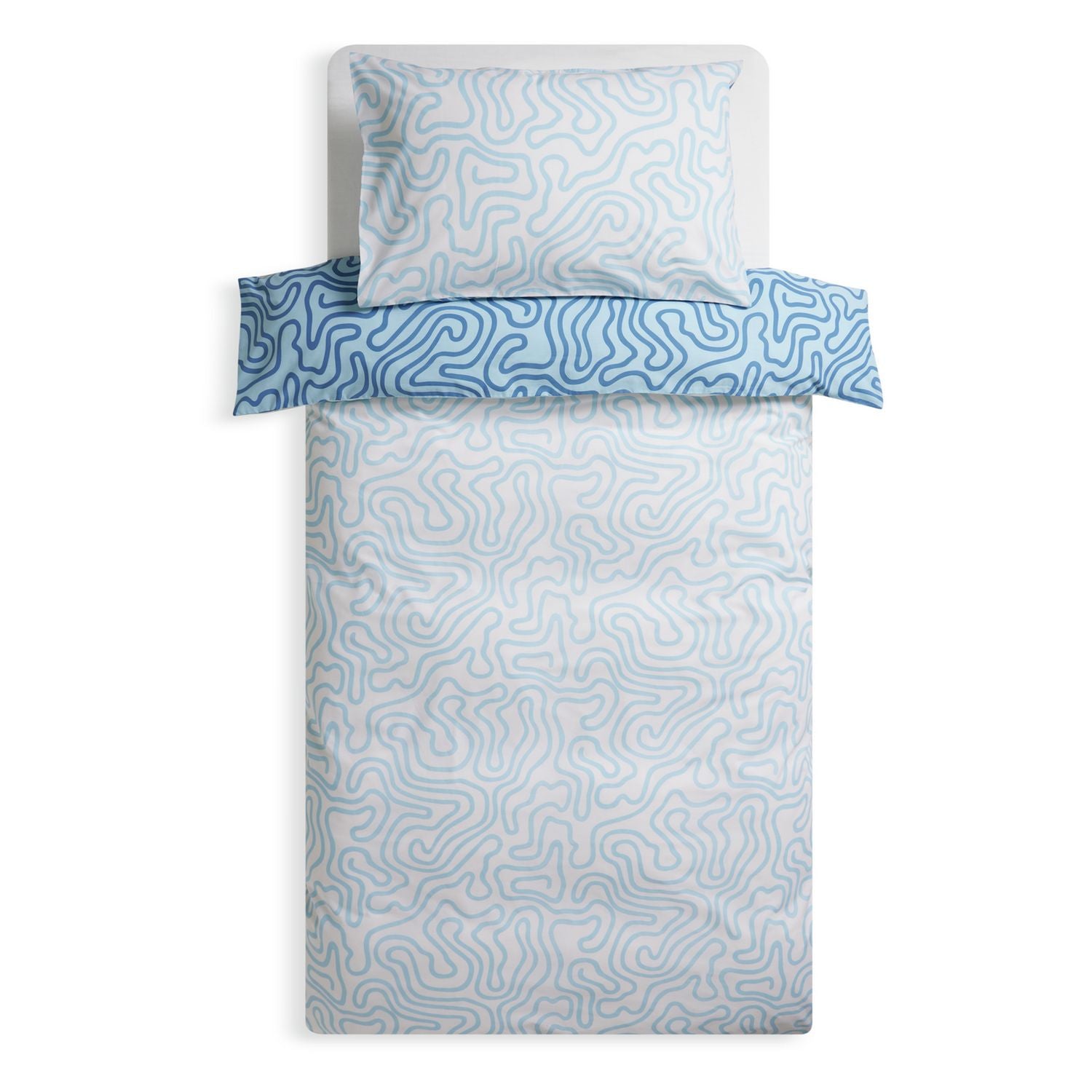Habitat Squiggle Blue & White Kids Bedding Set - Double