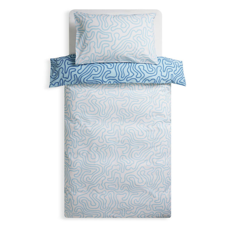 Habitat Squiggle Blue & White Kids Bedding Set - Double