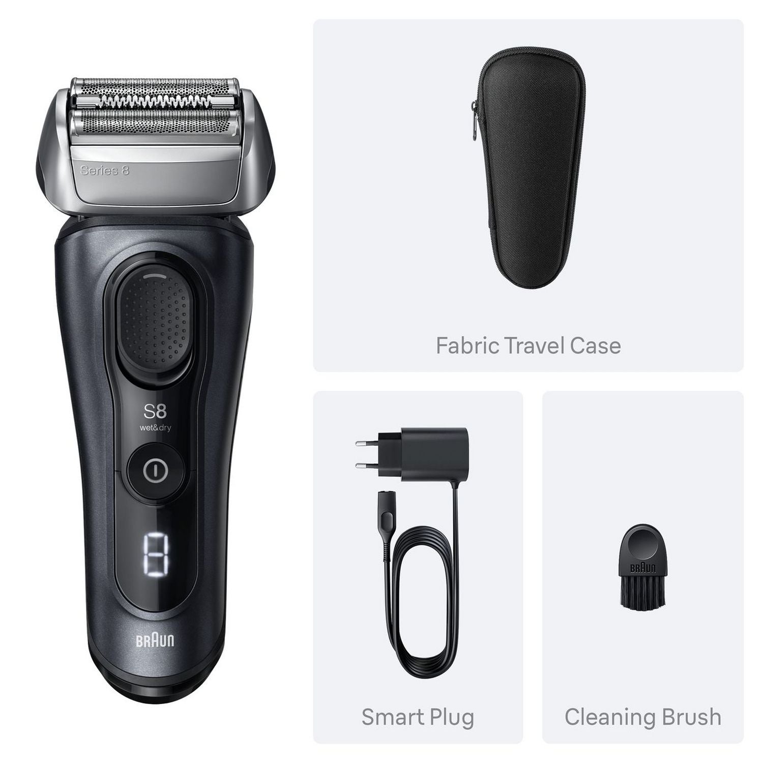 Braun Series 8 men's wet dry electric shaver (British brand)