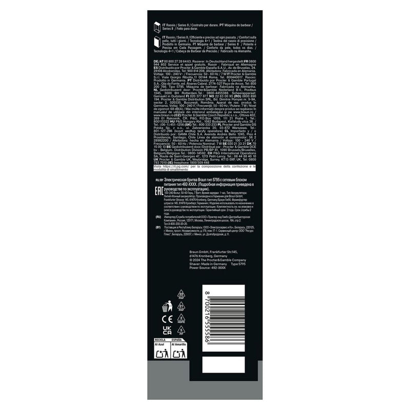 Braun Series 8 men's wet dry electric shaver (British brand)