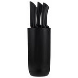 Viners 6 piece ribbed knife block set black, UK version