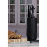 Viners 6 piece ribbed knife block set black, UK version
