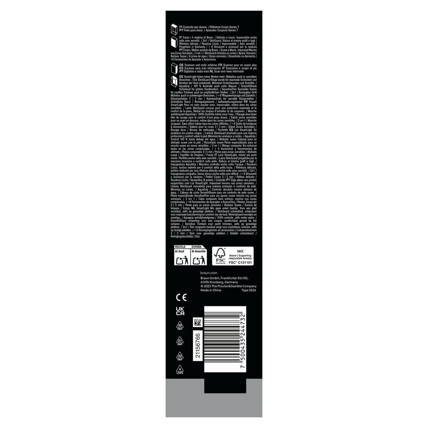Braun BG7550 body grooming kit, imported from the UK