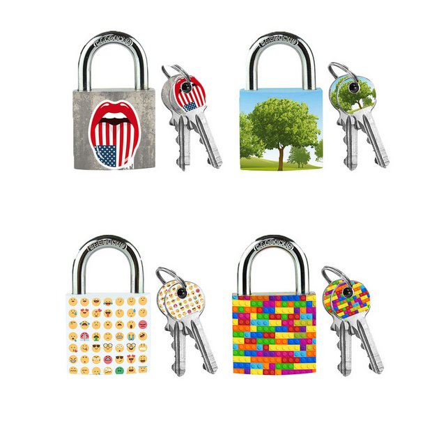Master Lock patterned solid body padlock with keys, imported from the UK