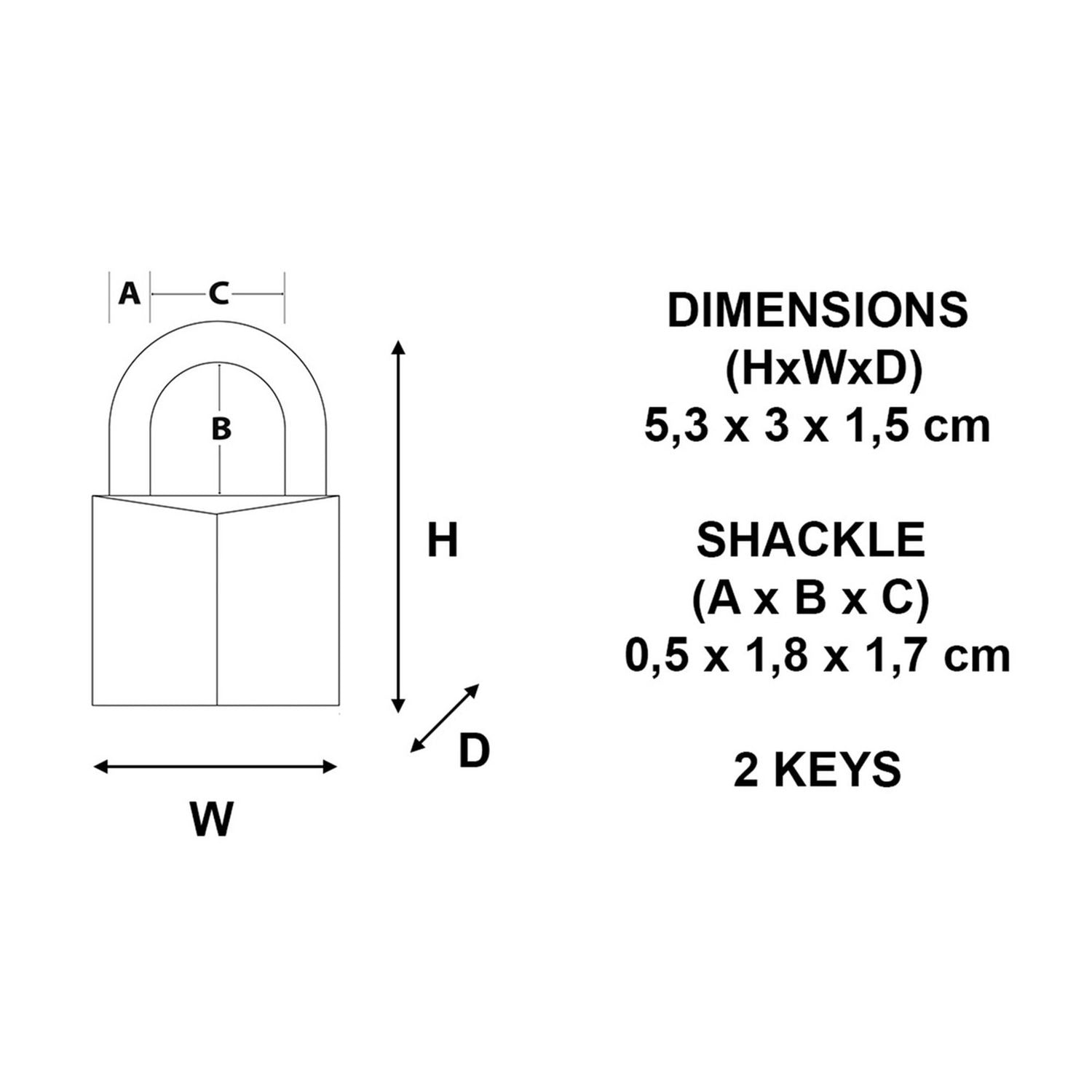 Master Lock patterned solid body padlock with keys, imported from the UK