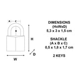 Master Lock patterned solid body padlock with keys, imported from the UK