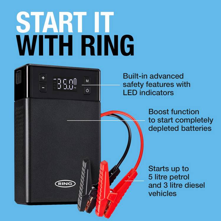 Ring 5-in-1 jump starter and tyre inflator (British brand)
