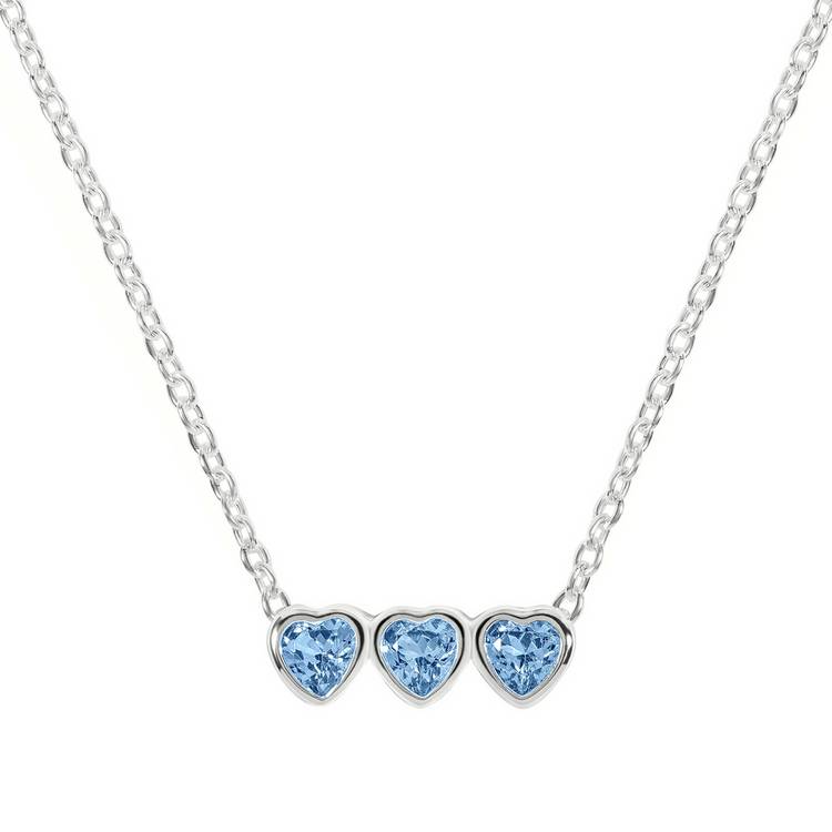 Radley triple heart necklace blue stones 46cm chain, imported from the UK