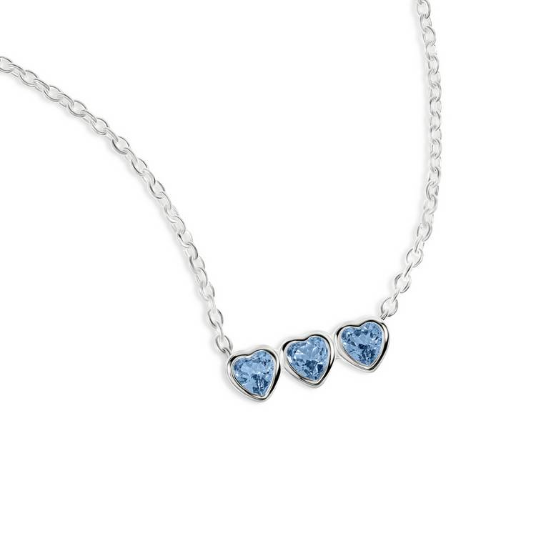 Radley triple heart necklace blue stones 46cm chain, imported from the UK