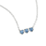 Radley triple heart necklace blue stones 46cm chain, imported from the UK
